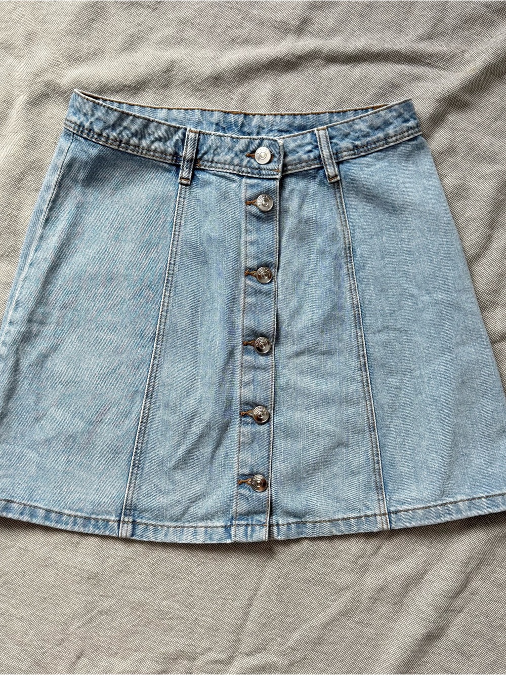 H&M Light Blue Button-Front Denim Mini Skirt